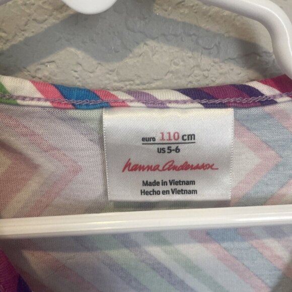 HANNA ANDERSSON Knit Dress Girls 110 US 5 6 Purple Zig Zag Cap Sleeve Summer - Picture 5 of 9